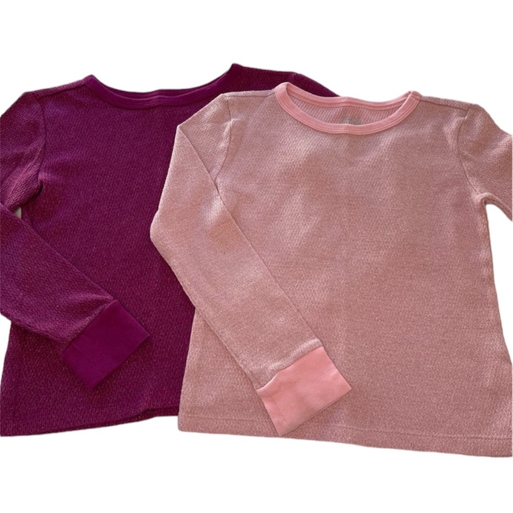 Gymboree T-Shirt Bundle Long Sleeve Sparkling Pink Texture Girls Size Medium